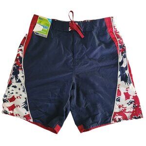 Old Navy Board Shorts Red White & Blue Regular Length Teen Boys XL (W32-9I) NEW
